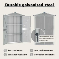 vidaXL haveskur 116x45x175 cm galvaniseret stål grå