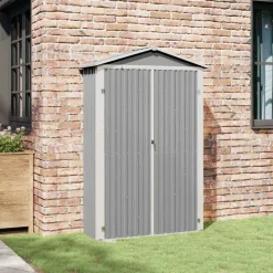 vidaXL haveskur 116x45x175 cm galvaniseret stål grå