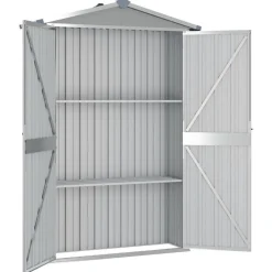 vidaXL haveskur 116x45x175 cm galvaniseret stål grå
