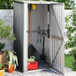 vidaXL haveskur 118,5x97x209,5 galvaniseret stål grå