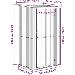 vidaXL haveskur 118,5x97x209,5 galvaniseret stål grå