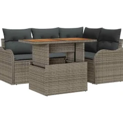 vidaXL Havesofa Sæt med pude 5 pcs Grå polyrattan