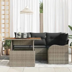 vidaXL Havesofa Sæt med pude 5 pcs Grå polyrattan