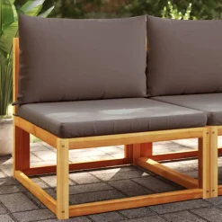 vidaXL havesofa uden armlæn med hynder træ akacie og rattan