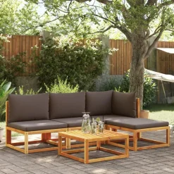 vidaXL havesofa uden armlæn med hynder træ akacie og rattan