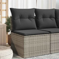 vidaXL havestol med hynder uden armlæn polyrattan grå