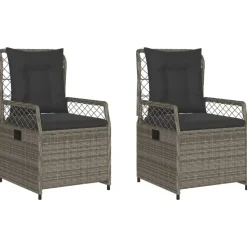 vidaXL havestole 2 stk. med lænefunktion polyrattan grå