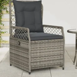 vidaXL havestole 2 stk. med lænefunktion polyrattan grå