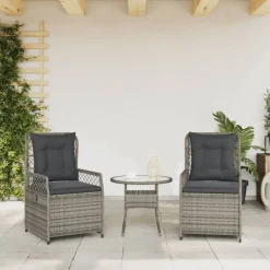 vidaXL havestole 2 stk. med lænefunktion polyrattan grå