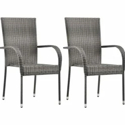vidaXL havestole 2 stk. stabelbar polyrattan grå
