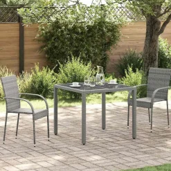 vidaXL havestole 2 stk. stabelbar polyrattan grå