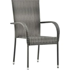 vidaXL havestole 2 stk. stabelbar polyrattan grå