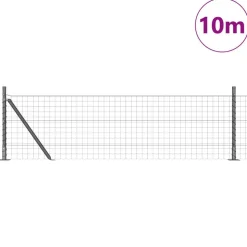 vidaXL Hegn med post Grå 0,4 x 10 m Stål og PVC