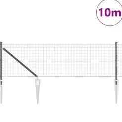 vidaXL Hegn med post Grå 0,4 x 10 m Stål og PVC