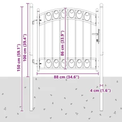 vidaXL Hegnport med lås Emmen Grå 100 x 100 cm Pulverlakeret Stål