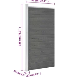 vidaXL hegnspanel 95x186 cm WPC grå
