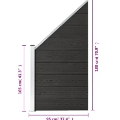 vidaXL hegnspanel 95x(105-180) cm WPC grå