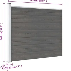 vidaXL hegnspanel 175x146 cm WPC grå