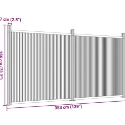 vidaXL hegnspanel 353x186 cm WPC grå