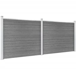 vidaXL hegnspanelsæt 353x146 cm WPC grå
