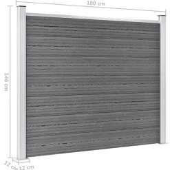 vidaXL hegnspanelsæt 872x146 cm WPC grå