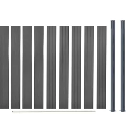 vidaXL hegnspanelsæt 180x186 cm WPC grå