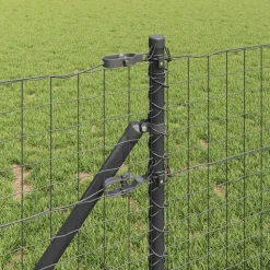 vidaXL Hegnspæl 2 pcs Grå 50 cm Pulverlakeret Stål