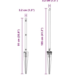 vidaXL Hegnspæl 26 pcs Grå 3,2 x 3,2 x 105 cm