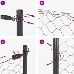 vidaXL Hegnspæl Grå 10 x 0,4 m (13 mm net) Stål og PVC