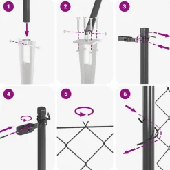 vidaXL Hegnspæl Grå 10 x 0,4 m (40 x 40 mm net) Stål og PVC
