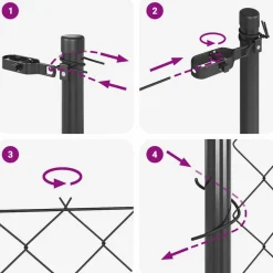 vidaXL Hegnspæl Grå 10 x 0,4 m (40 x 40 mm net) Stål og PVC