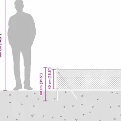 vidaXL Hegnspæl Grå 10 x 0,4 m (40 x 40 mm net) Stål og PVC