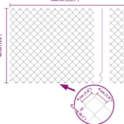 vidaXL Hegnspæl Grå 10 x 0,4 m (40 x 40 mm net) Stål og PVC