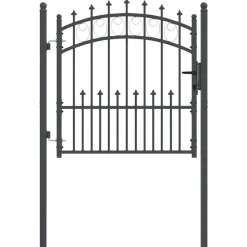 vidaXL Hegnsportal med pigge Emmen Grå 100 x 100 cm Pulverlakeret Stål