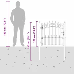 vidaXL Hegnsportal med pigge Emmen Grå 100 x 100 cm Pulverlakeret Stål