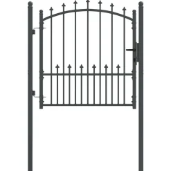 vidaXL Hegnsportal med pigge Emmen Grå 100 x 100 cm Pulverlakeret Stål