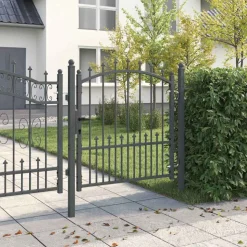vidaXL Hegnsportal med pigge Emmen Grå 100 x 100 cm Pulverlakeret Stål