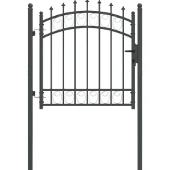 vidaXL Hegnsportal med pigge Emmen Grå 100 x 100 cm Pulverlakeret Stål
