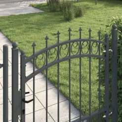 vidaXL Hegnsportal med pigge Emmen Grå 100 x 100 cm Pulverlakeret Stål