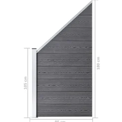 vidaXL hegnssæt 1 firkantet + 1 skrå 273x186 cm WPC grå