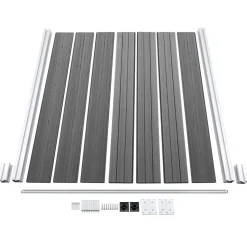 vidaXL hegnssæt 1 firkantet + 1 skrå 273x186 cm WPC grå