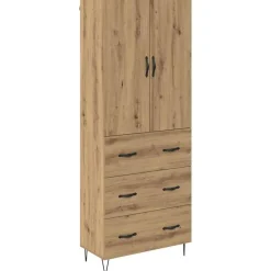 vidaXL Highboard 2 pcs Artisan Egetræ Konstrueret træ og glas