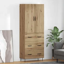 vidaXL Highboard 2 pcs Artisan Egetræ Konstrueret træ og glas