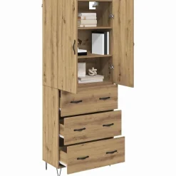 vidaXL Highboard 2 pcs Artisan Egetræ Konstrueret træ og glas