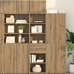 vidaXL Highboard Artisan Egetræ 50 x 42,5 x 185 cm Konstrueret træ