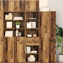vidaXL Highboard Gammelt træ 50 x 42,5 x 185 cm Konstrueret træ