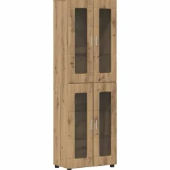 vidaXL Highboard med hylde FLORIN Artisan Egetræ 60 x 35 x 182 cm
