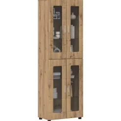 vidaXL Highboard med hylde FLORIN Artisan Egetræ 60 x 35 x 182 cm