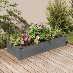 vidaXL højbed med foring 120x45x25 cm massivt fyrretræ grå
