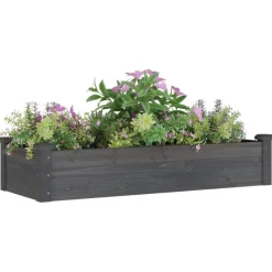 vidaXL højbed med foring 120x45x25 cm massivt fyrretræ grå